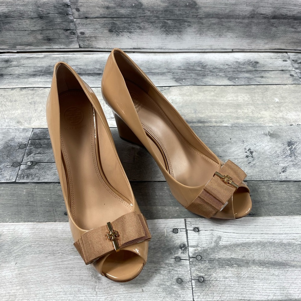 Tory Burch Trudy 85mm open toe wedge shoe heel 9